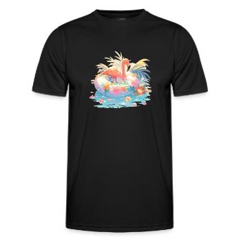 Rose Flamingo Flamingos Flamingo Schimmreif - Men's Functional T-Shirt - black - Front - AI Model Male 178 dark (178cm)