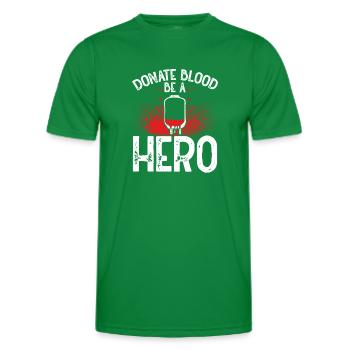 Donate blood, be a hero - Men's Functional T-Shirt - kelly green - Front - AI Model Male 178 dark (178cm)