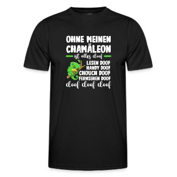 Ohne meinen Chamäleon ist alles doof - Männer Funktions-T-Shirt - Schwarz - Vorne - AI Model Male 178 dark (178cm)