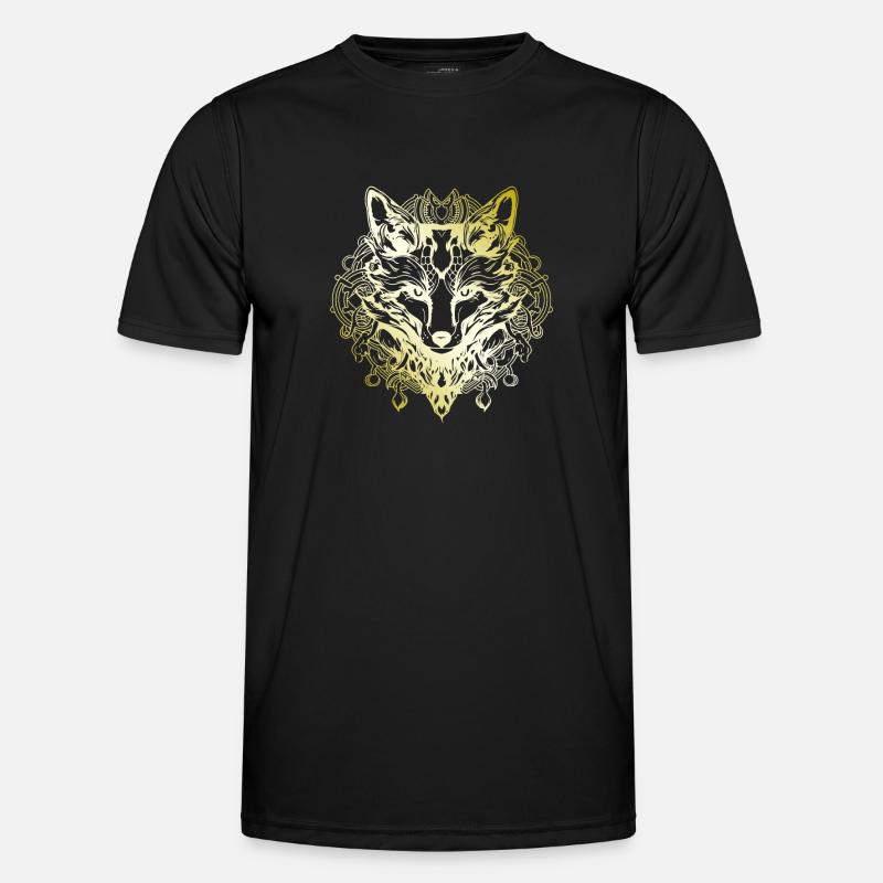 Fuchs Mandala gold - Männer Funktions-T-Shirt - Schwarz