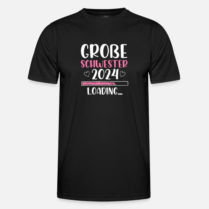 Große Schwester 2024 Loading Herz - Männer Funktions-T-Shirt - Schwarz