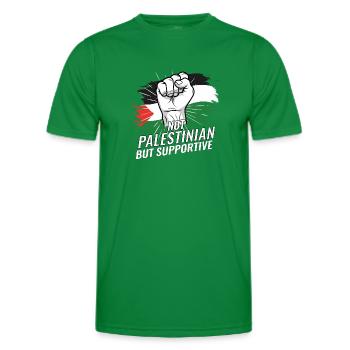 Not Palestinian But Supportive Palestine Flag - Men's Functional T-Shirt - kelly green - Front - AI Model Male 178 dark (178cm)