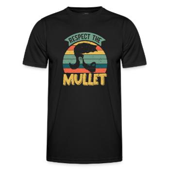 Mullet Coiffure Vokuhila Coiffure - T-shirt sport Homme - noir - Devant - AI Model Male 178 dark (178cm)