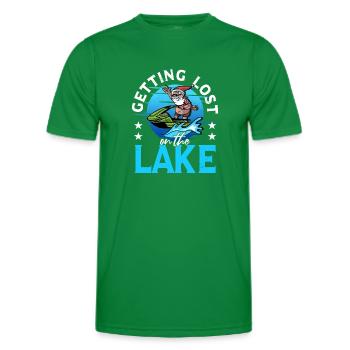 Se perdre sur le bateau à moteur jet skieur du lac - T-shirt sport Homme - vert - Devant - AI Model Male 178 dark (178cm)