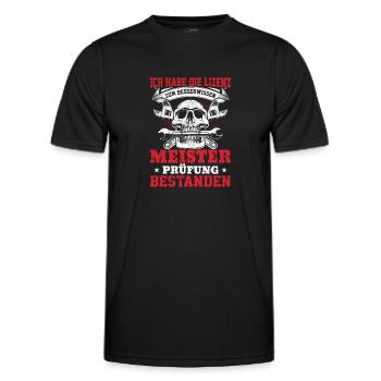 Lizenz Prüfung Meister Geschenkidee - Männer Funktions-T-Shirt - Schwarz - Vorne - AI Model Male 178 dark (178cm)