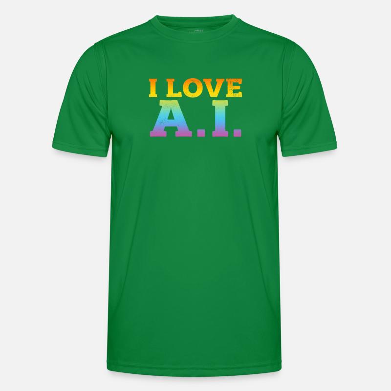 Ai Artificial Intelligence - I Love Ai Männer Funktions-T-Shirt