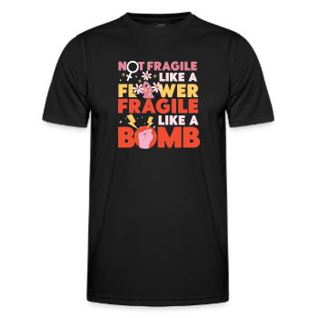 Féministe pas fragile comme une fleur - T-shirt sport Homme - noir - Devant - AI Model Male 178 dark (178cm)