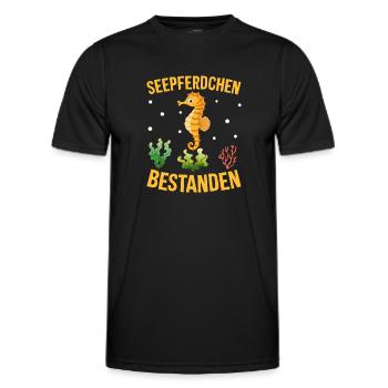 Seepferdchen bestanden - Männer Funktions-T-Shirt - Schwarz - Vorne - AI Model Male 178 dark (178cm)