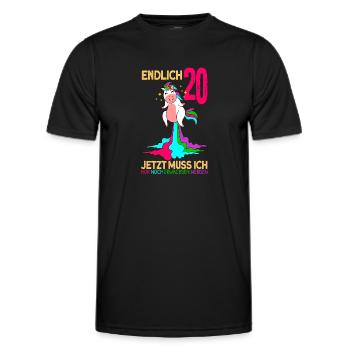 endlich 20 erwachsen Einhorn 20. Geburtstag - Männer Funktions-T-Shirt - Schwarz - Vorne - AI Model Male 178 dark (178cm)