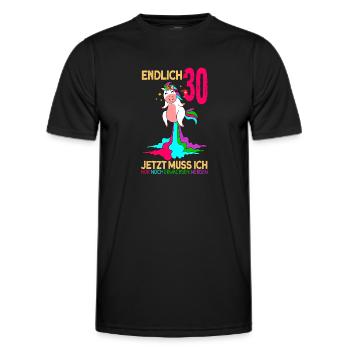 endlich 30 erwachsen Einhorn 30. Geburtstag - Männer Funktions-T-Shirt - Schwarz - Vorne - AI Model Male 178 dark (178cm)