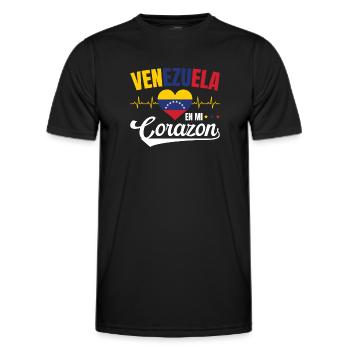 Venezuela En Mi Corazon Lebensweisheit Venezolaner - Männer Funktions-T-Shirt - Schwarz - Vorne - AI Model Male 178 dark (178cm)
