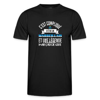 Cadeau pour supporter de marseille marseillais - T-shirt sport Homme - noir - Devant - AI Model Male 178 dark (178cm)