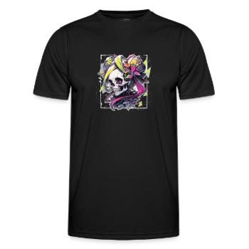 Skull Skull Skull Skeleton Bone - Men's Functional T-Shirt - black - Front - AI Model Male 178 dark (178cm)