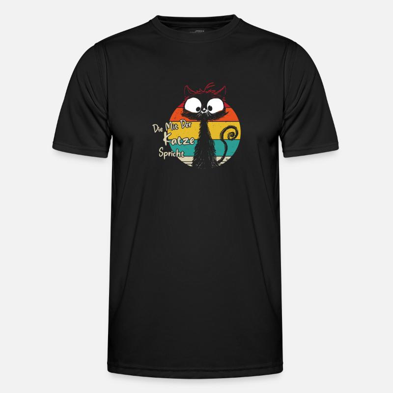 Die mit der Katze spricht - Männer Funktions-T-Shirt - Schwarz