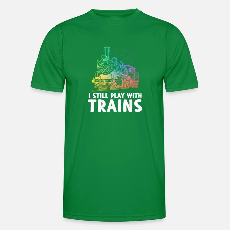 I Still Play With Trains Eisenbahn Männer Funktions-T-Shirt