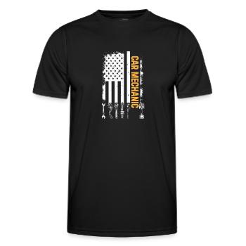 Car Mechanic US Flag Auto Mechanic - Männer Funktions-T-Shirt - Schwarz - Vorne - AI Model Male 178 dark (178cm)