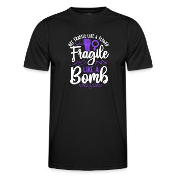 Féministe pas fragile comme une fleur - T-shirt sport Homme - noir - Devant - AI Model Male 178 dark (178cm)