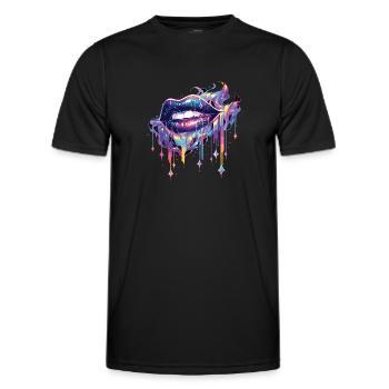 Lèvres Kiss Bouche Baiser Bouche Lèvres rouges - T-shirt sport Homme - noir - Devant - AI Model Male 178 dark (178cm)