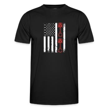 Auto Mechanic Car Piston Car Mechanic US Flag - Männer Funktions-T-Shirt - Schwarz - Vorne - AI Model Male 178 dark (178cm)