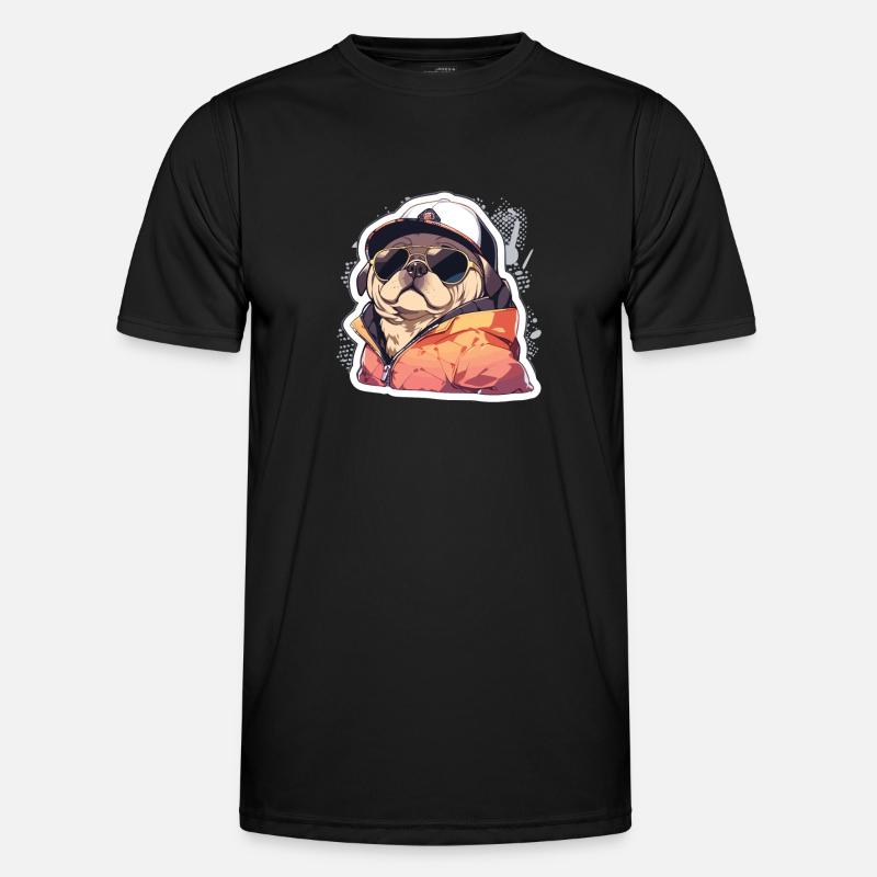 Mops Mops Hund Mops Sonnenbrille Mops Geschenk - Männer Funktions-T-Shirt - Schwarz