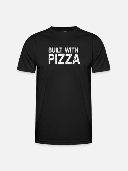 Pizza Lover - Built With Pizza - Funny Pizza - Funkcjonalna koszulka męska - czarny
