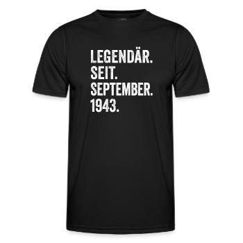 80. Geburtstag 80 Jahre Legendär Seit September - Männer Funktions-T-Shirt - Schwarz - Vorne - AI Model Male 178 dark (178cm)