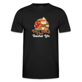 Fall Vibes That Teacher Life Hello Autumn Live - Männer Funktions-T-Shirt - Schwarz - Vorne - AI Model Male 178 dark (178cm)