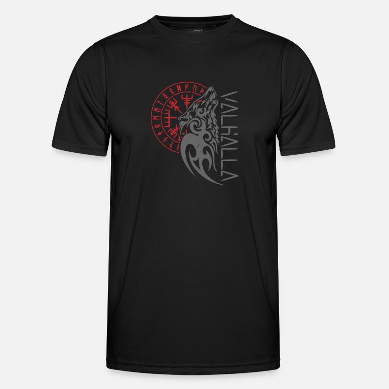 Walhalla Wolf Odin Kompass Männer Funktions-T-Shirt
