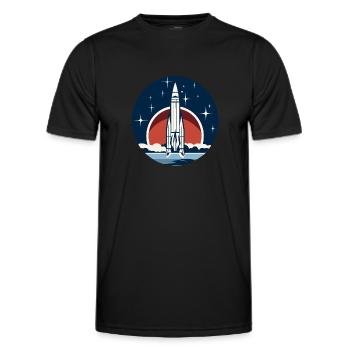 Vintage Raketen Weltraum Logo Space Rocket - Men's Functional T-Shirt - black - Front - AI Model Male 178 dark (178cm)