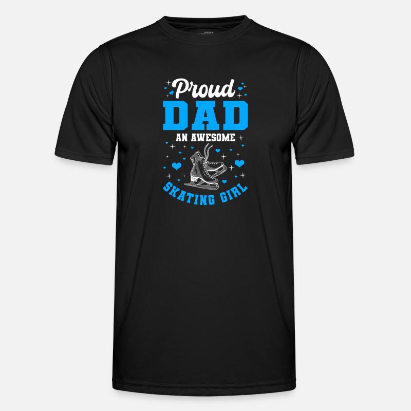 Stolzer Vater Eislaufenden Mädchen - Männer Funktions-T-Shirt - Schwarz