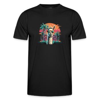 Alpaca Retro Sunset Alpaca Sunglasses Alpacas - Men's Functional T-Shirt - black - Front - AI Model Male 178 dark (178cm)