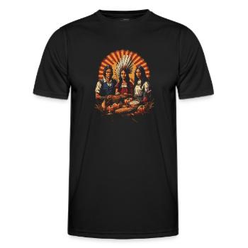 Pilger und Indianer Kulturelles Thanksgiving - Männer Funktions-T-Shirt - Schwarz - Vorne - AI Model Male 178 dark (178cm)