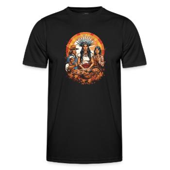 Pilgrims and Indians Cultural Thanksgiving - Men's Functional T-Shirt - black - Front - AI Model Male 178 dark (178cm)