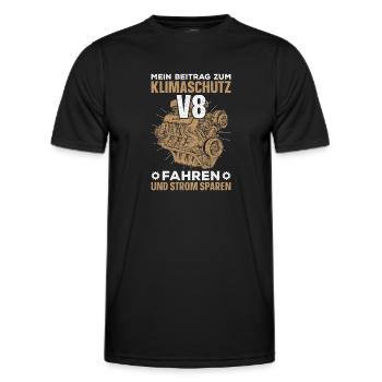 Mein Beitrag zum Klimaschutz V8 Fahren - Männer Funktions-T-Shirt - Schwarz - Vorne - AI Model Male 178 dark (178cm)
