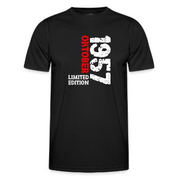 1957 Oktober Limited Edition 66. Geburtstag Deko - Männer Funktions-T-Shirt - Schwarz - Vorne - AI Model Male 178 dark (178cm)