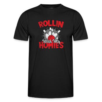 Rollin avec mon cadeau Homies Retro Bowling - T-shirt sport Homme - noir - Devant - AI Model Male 178 dark (178cm)