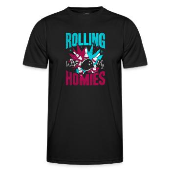 Rouler avec mon cadeau Homies Retro Bowling - T-shirt sport Homme - noir - Devant - AI Model Male 178 dark (178cm)