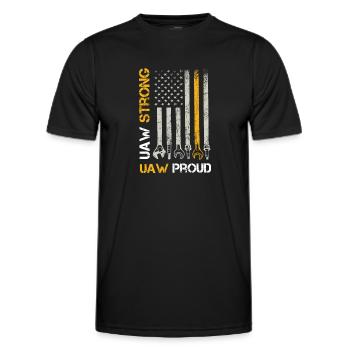 UAW Stark UAW Stolz auf die Gewerkschaft UAW-Arbeiter - Männer Funktions-T-Shirt - Schwarz - Vorne - AI Model Male 178 dark (178cm)