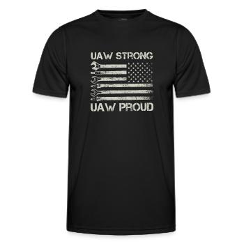 UAW Stark UAW Stolz auf die Gewerkschaft UAW-Arbeiter - Männer Funktions-T-Shirt - Schwarz - Vorne - AI Model Male 178 dark (178cm)