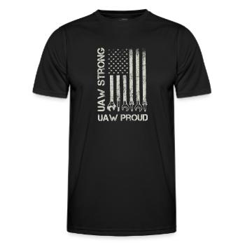 UAW Stark UAW Stolz auf die Gewerkschaft UAW-Arbeiter - Männer Funktions-T-Shirt - Schwarz - Vorne - AI Model Male 178 dark (178cm)