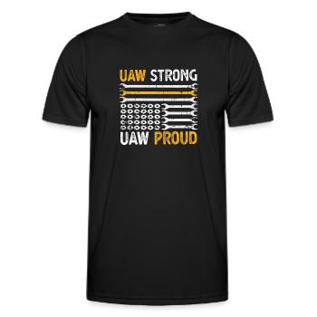UAW Stark UAW Stolz auf die Gewerkschaft UAW-Arbeiter - Männer Funktions-T-Shirt - Schwarz - Vorne - AI Model Male 178 dark (178cm)