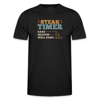 Steak Timer Rare Medium Well Done Beer Drinking & - Men's Functional T-Shirt - black - Front - AI Model Male 178 dark (178cm)