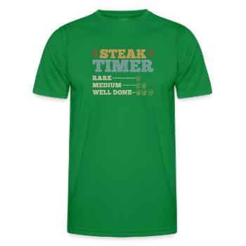 Steak Timer Rare Medium Well Done Beer Drinking & - Men's Functional T-Shirt - kelly green - Front - AI Model Male 178 dark (178cm)