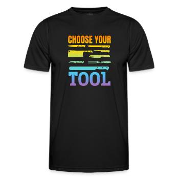 Choisissez votre outil Chef Couteaux Restaurants Cuisine - T-shirt sport Homme - noir - Devant - AI Model Male 178 dark (178cm)