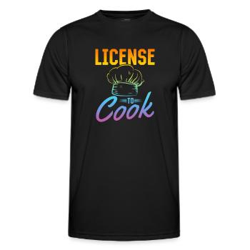 License To Cook Chef's Hat Licensed Chef Kitchen's - Men's Functional T-Shirt - black - Front - AI Model Male 178 dark (178cm)