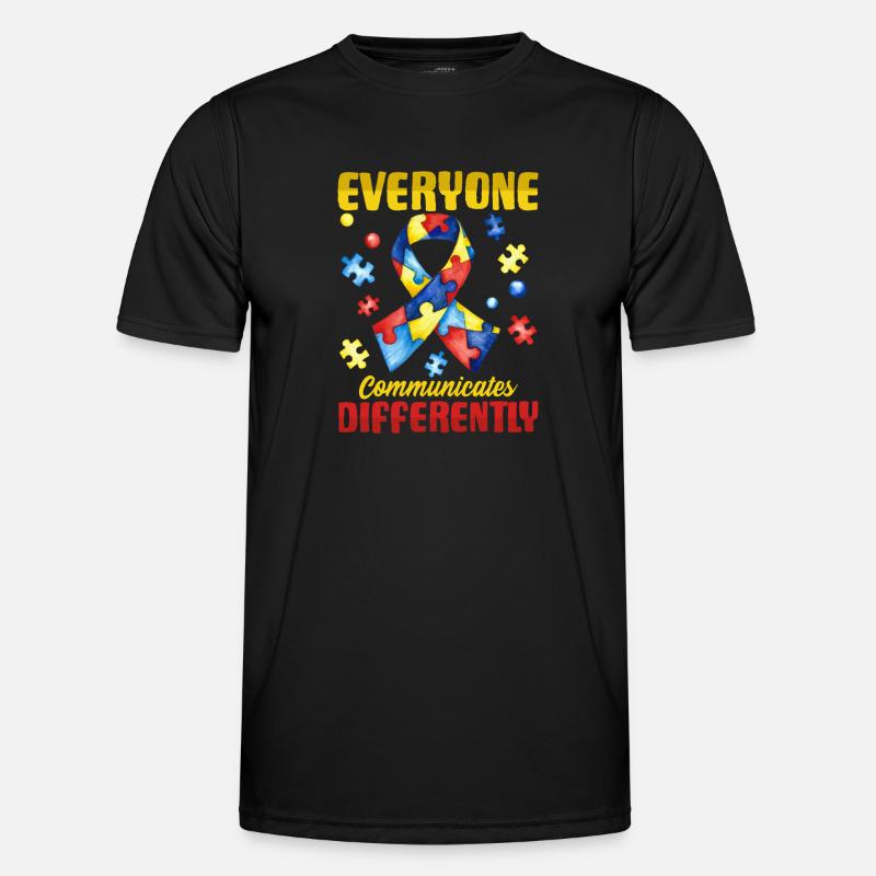 everyone communicates differently autism - Männer Funktions-T-Shirt - Schwarz