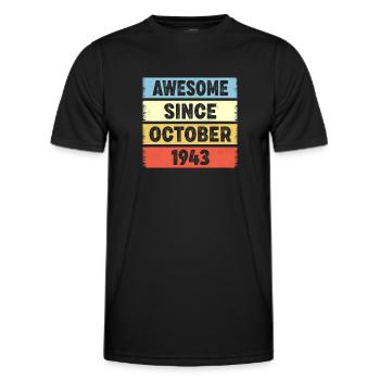 80 Years Awesome Since October 1943 80th Birthday - Men's Functional T-Shirt - black - Front - AI Model Male 178 dark (178cm)