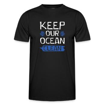 ozean sauber halten - Männer Funktions-T-Shirt - Schwarz - Vorne - AI Model Male 178 dark (178cm)