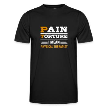 PT Physiotherapy Physiotherapist Job - Men's Functional T-Shirt - black - Front - AI Model Male 178 dark (178cm)