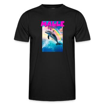 Mallefiziert Delfin Urlaub Mallorca Ibiza Malle - Männer Funktions-T-Shirt - Schwarz - Vorne - AI Model Male 178 dark (178cm)